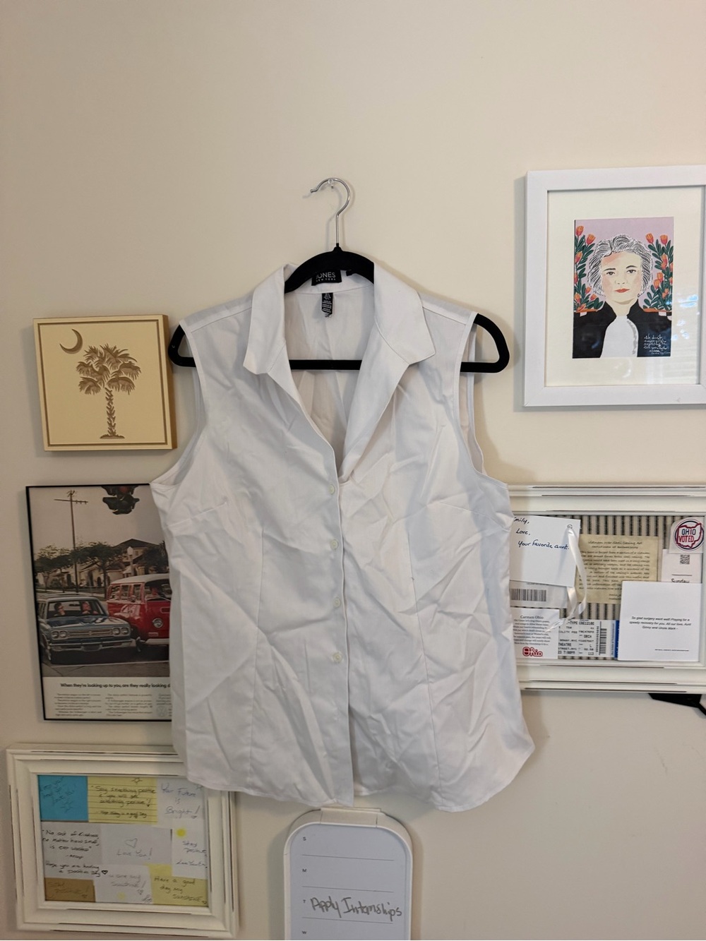 Jones New York Sleeveless Button-Front Poplin Top in White